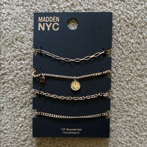 Madden NYC Gold Tone Coin Charm Bracelet - Four Pieces